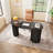 59 Inch Oval Shaped Computer Desk With Tambour Sliding Door, Executive Writing Office Desk With Drawer & Hidden Storage Cabinet-1281357852