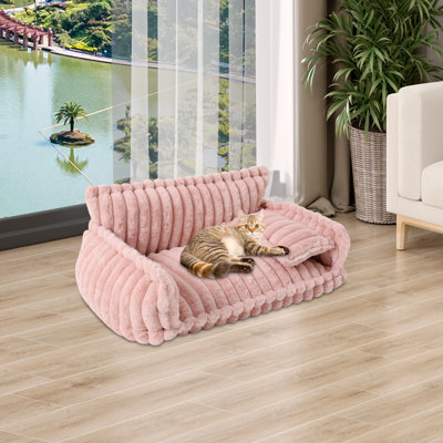 Canapé pour animal de compagnie avec housse lavable amovible, lit moelleux pour chat avec coussin pour animaux de compagnie