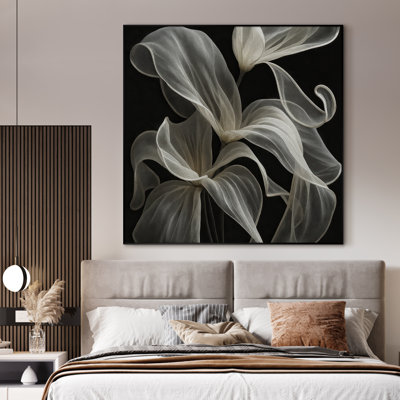 Très grande reproduction d'art sur toile - Abstrait floral moderne, art botanique, décoration pour le salon ou la chambre à coucher - «Assemblage requis du cadre (cadre non fini)»