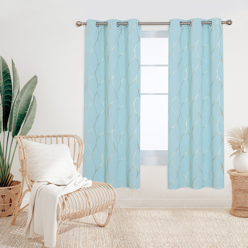 Valmar Blackout Curtain Pair, Width 117 x Drop 183cm, Sky Blue