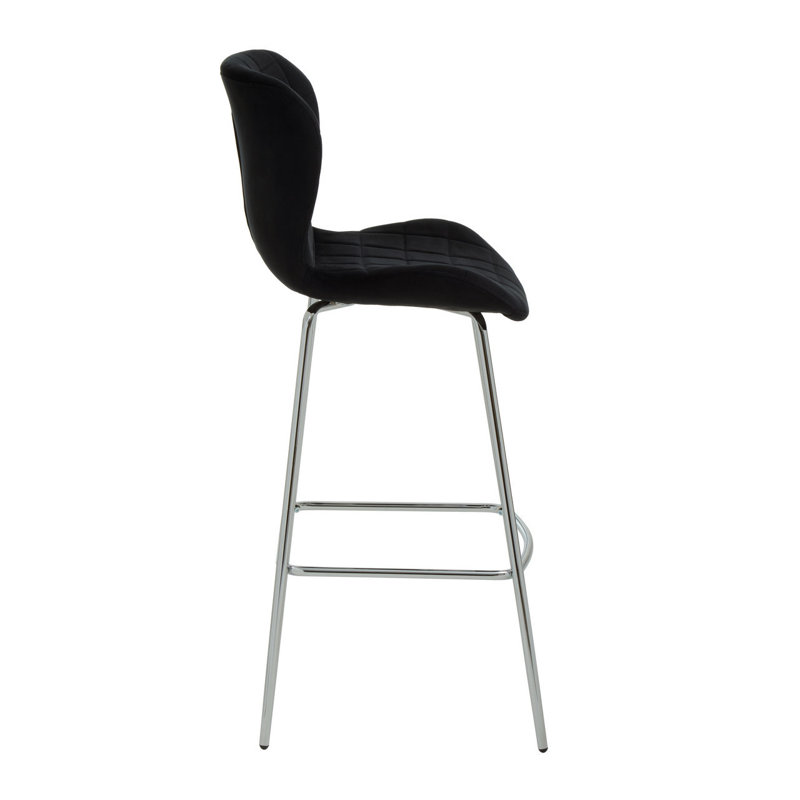 Foosland Upholstered Counter Stool with Metal Frame, Silver, Black