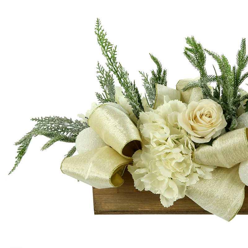 Hydrangea And Rose Holiday Arrangement