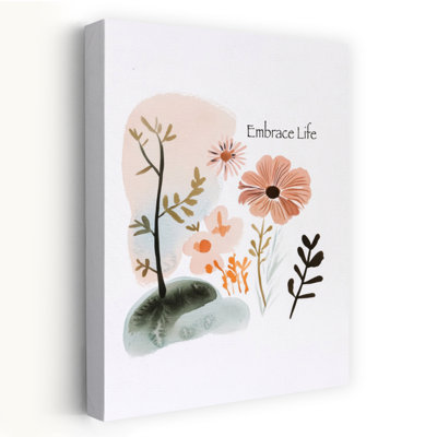 Sérénité florale abstraite et moderne, style bio, avec une illustration murale représentant une fleur.