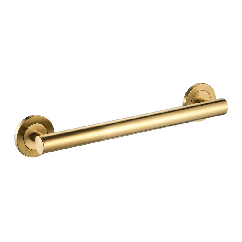 18" Wall-Mounted Lava Grab Bar - Brushed Gold, Premium Brass Construction, Installation Hardware Included, Brushed Gold