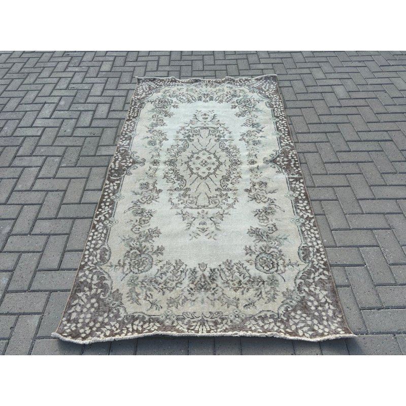 Vintage Wool Patchwork Rug, 1.5x2.7 Ft Beige Area Rug