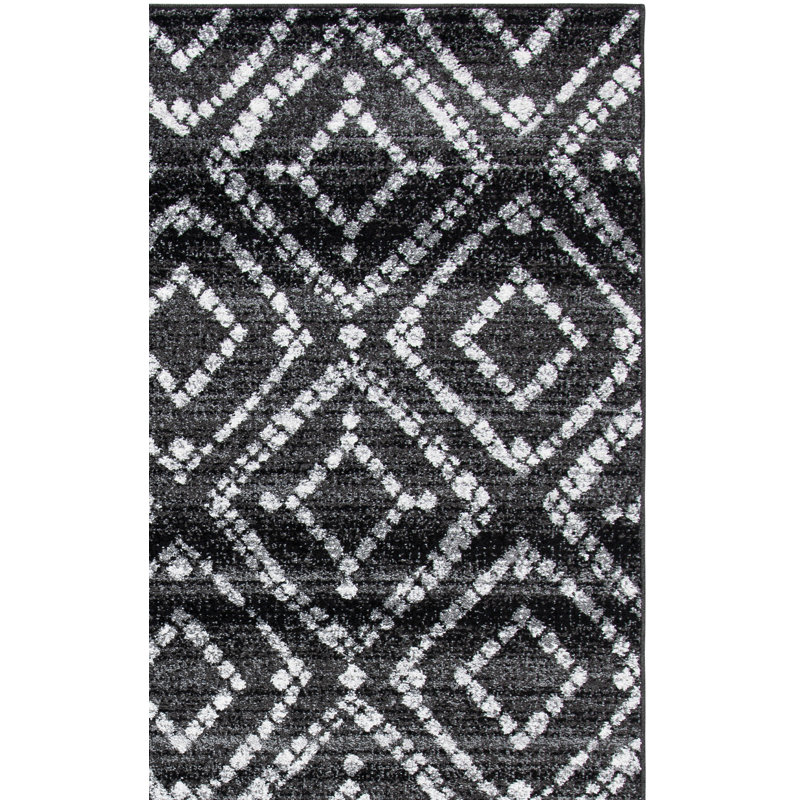 Tapis géométrique noir / ivoire Gillenwater, Rectangle 3 pi x 5 pi