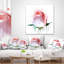 Coussin lombaire floral rose avec des éclaboussures de peinture