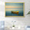 Bleu et jaune, bateau, paysage, bateau, toile, art mural