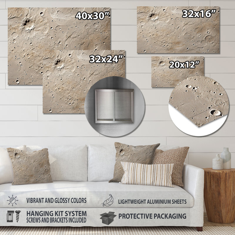 Abstrait gris lunaire Surface II - tachisme, art mural en métal MT136232, H 30 po x l 40 po x P 1,5 po