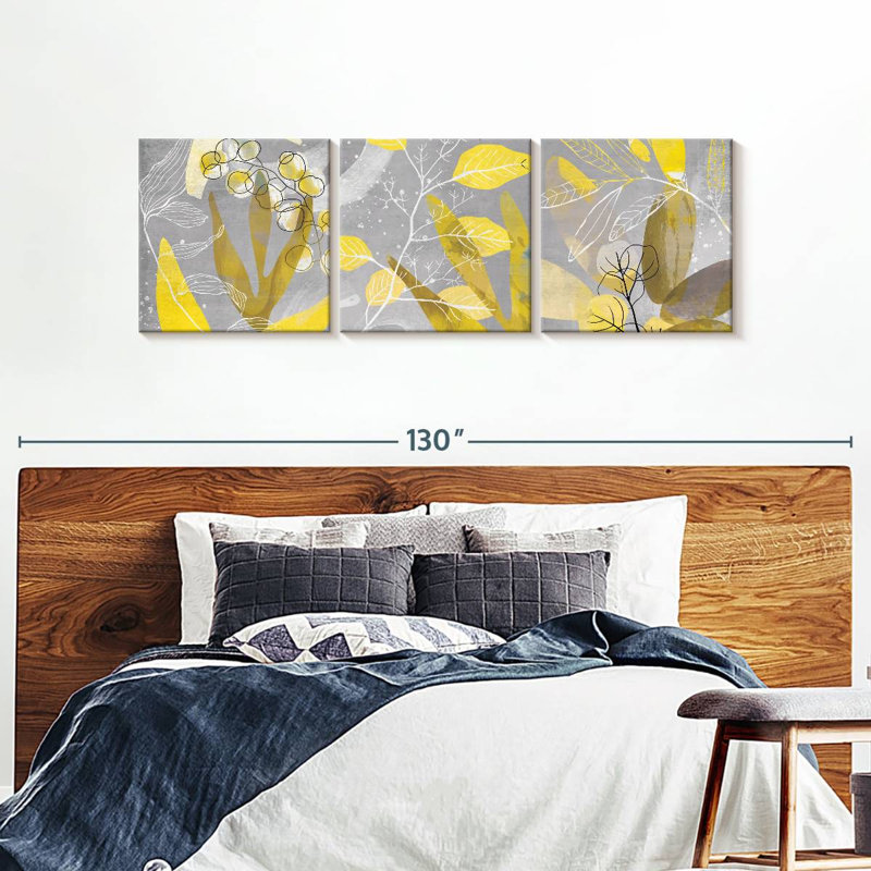 Plantes jaunes, reproduction sur toile, H 30 po x l 92 po x P 1,25 po