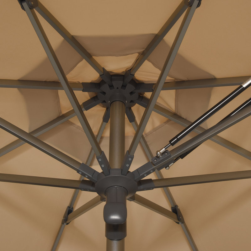 Parasol de table semi-automatique pour l'extérieur, L 120 po x P 120 po, Beige
