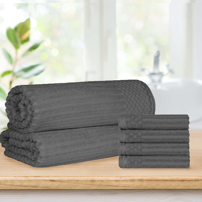 Ensemble de 4 serviettes de bain Keshayla, Gris foncé