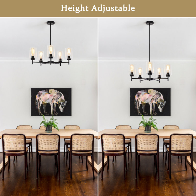 5 - Light Dimmable Kitchen Island Chandelier, Black