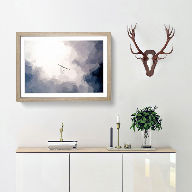 Air Glider in the Clouds in Abstract - Picture Frame Graphic Art Print, 36cm H x 48cm W x 2cm D, Oak Framed