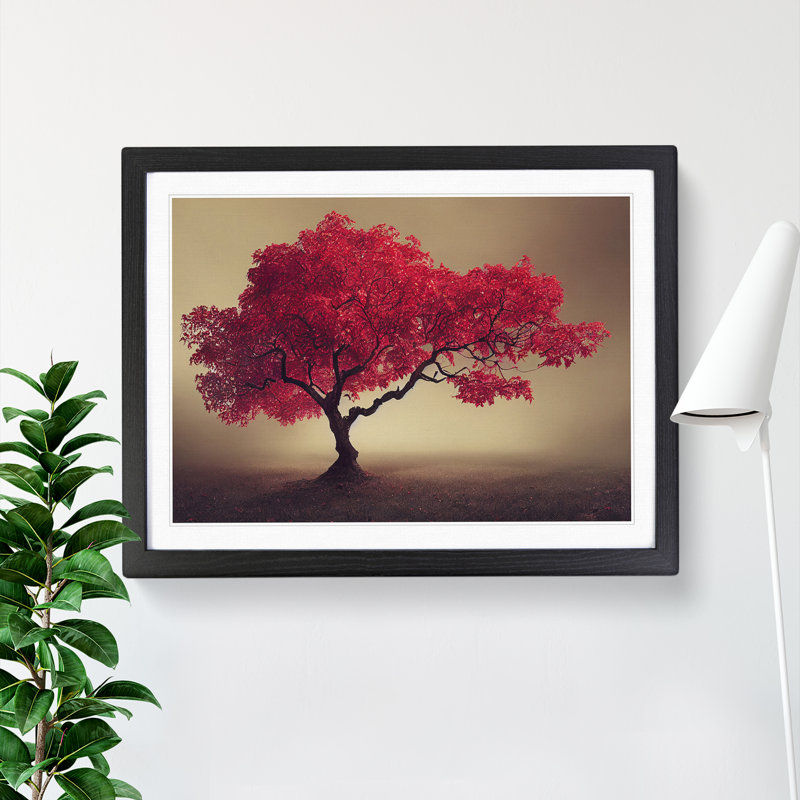 Lively Apple Tree - Single Picture Frame Print, Black, 46cm H x 64cm W