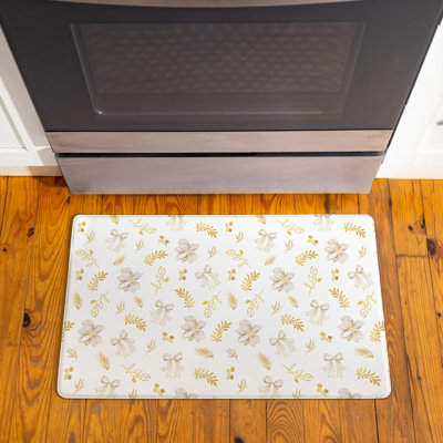 Shades of Emerald Bows and Magnolia Ditsy, Anti-Fatigue Mat, 30"x18"