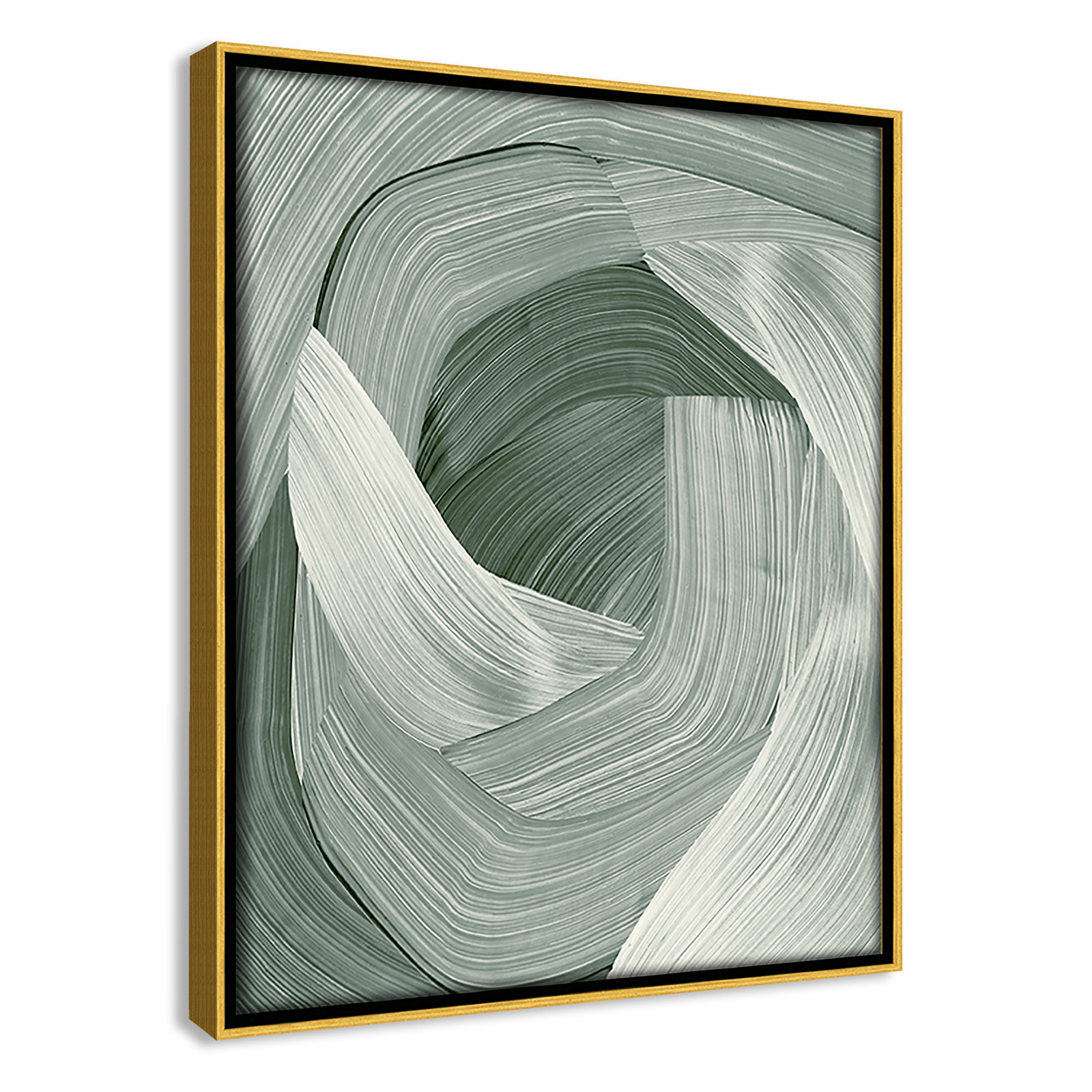 Enriched Emerald - Floater Frame Graphic Art Print on Canvas, 11.5" H x 9.5" W, Gold 