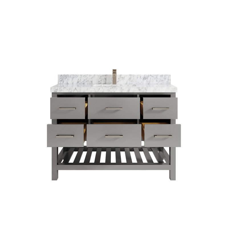 Parker 48'' Single Bathroom Vanity with Top, Carrara Marble
