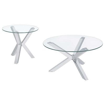 Sculptural Glass Top Coffee and End Table Set