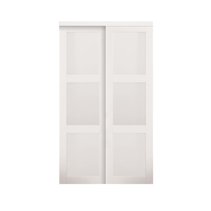 White Solid Core Sliding Closet Doors with Glass Panels