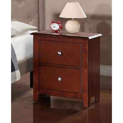 Table de chevet pour chambre à coucher avec table de chevet en bois 2 tiroirs couleur cerise
