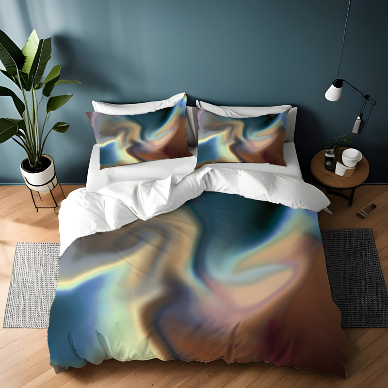 Polyester Abstract Duvet Cover, King Duvet Cover + 2 King Shams
