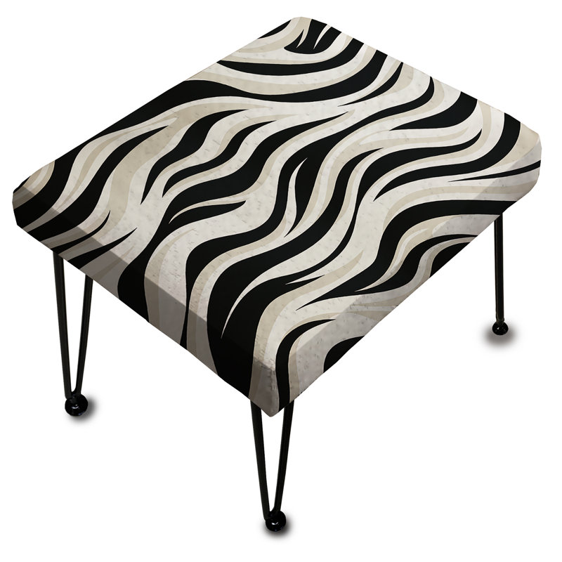 Papier peint imprimé zébré noir - Repose-pieds rectangulaire rayé