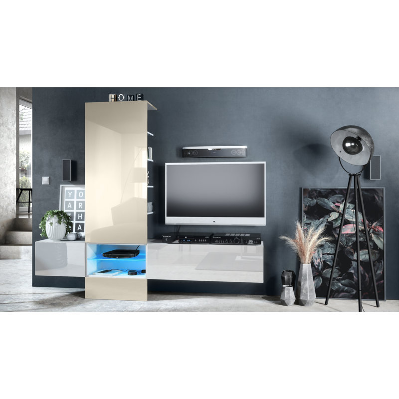 McArthur TV Stand, Cream, With LED