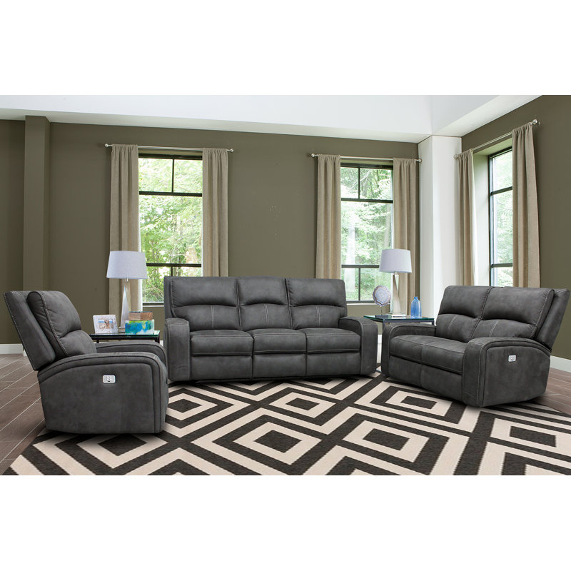 Polla 3 - Piece Living Room Set, Slate