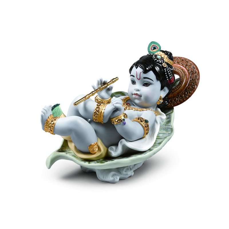 Figurine Krishna sur feuille