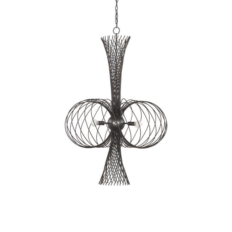 Akio 6 - Light Wrought Iron Dimmable Geometric Chandelier