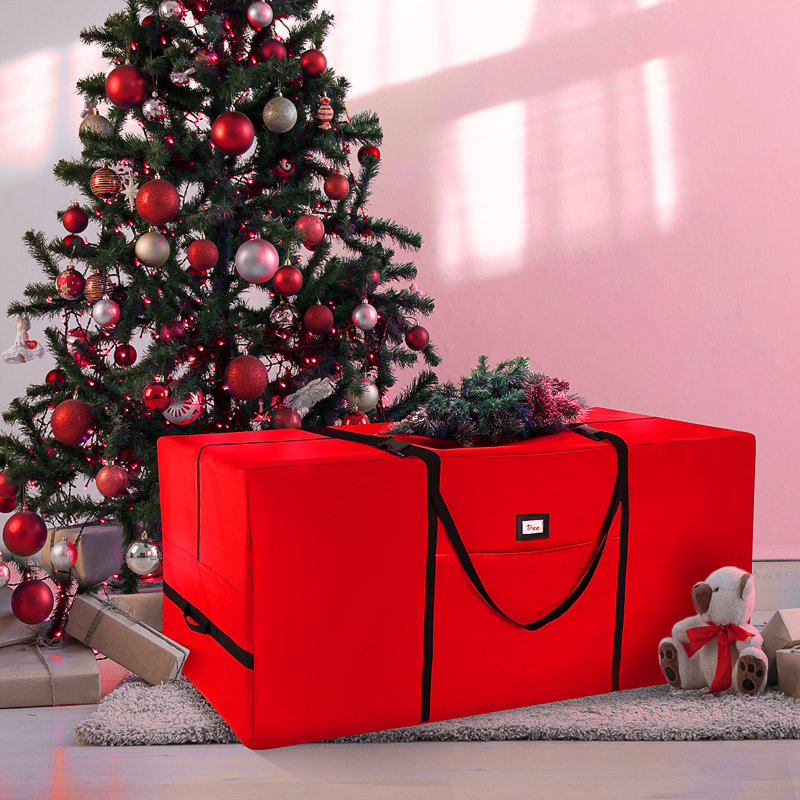 Sac de rangement pour sapin de Noël résistant à l'humidité, H 60 po x l 20 po x P 25 po, Red
