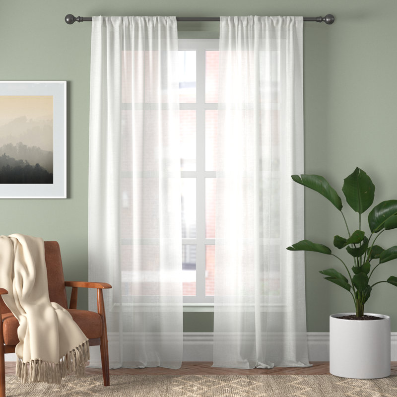 Panneau de rideau simple semi-diaphane avec passe-tringle Kazimieras Classic, Rose, l 54 po x L 120 po