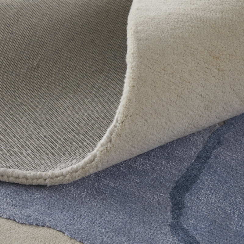 Ramiro Transitional Abstract, Blue/Ivory Area Rug, Rectangle 3'6" x 5'6"