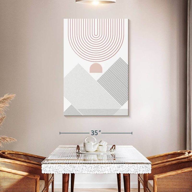 Avery Modern Mid-Century Abstract Pink Grey III, 48" H x 32" W