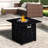 50,000 Auto - Ignition Fire Pit Table, 32 Inch Square, Propane Gas, , Textured Frame, Ideal For Outdoor Entertaining Square Table With Waterproof Cover, Stainless Steel Ignition, Backyard Fun