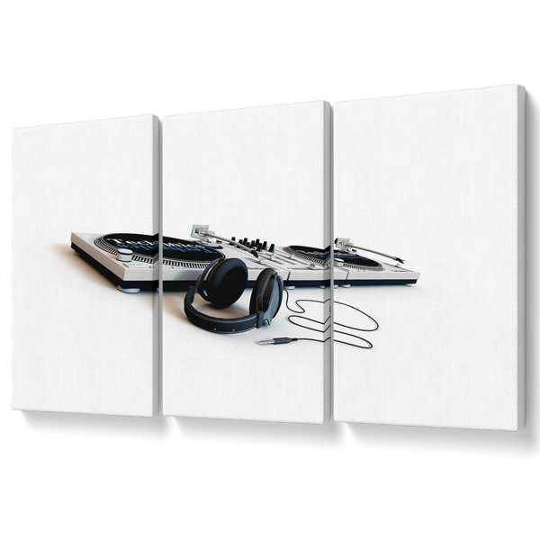 Ebern Designs Dj Double Deck - 3 Piece Wrapped Canvas Print | Wayfair.co.uk