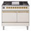 Cuisinière à double combustible de 40 po avec 6 brûleurs scellés et plaque chauffante ILVE Nostalgie II Series (porte pleine)-708322064-708322104