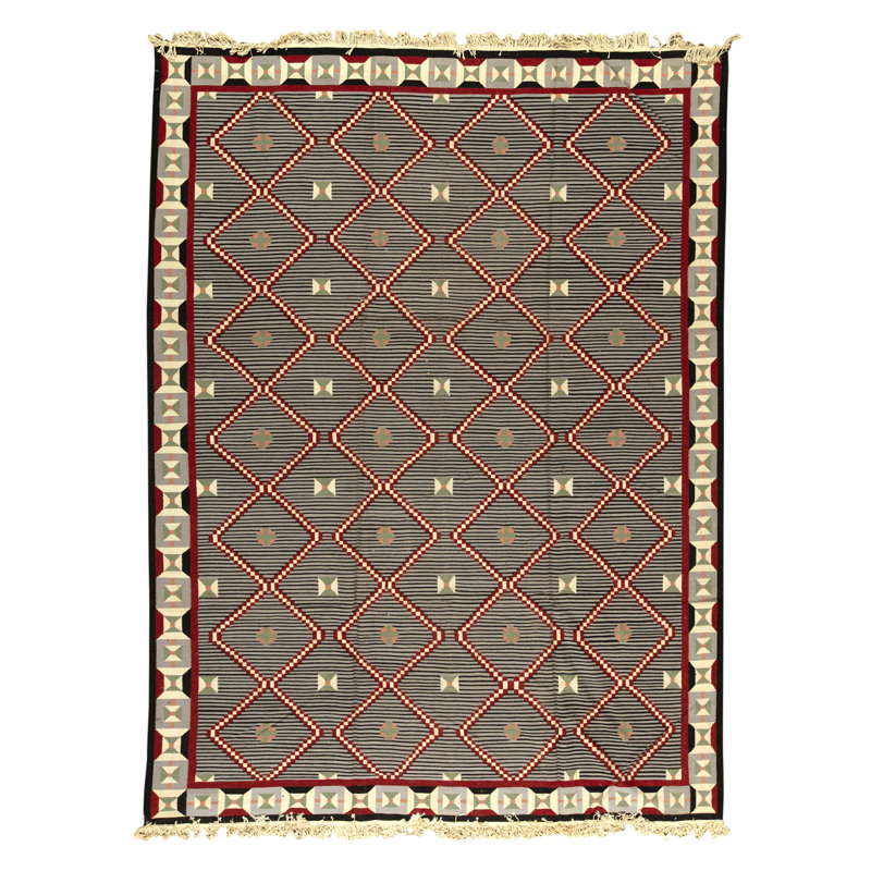 Tapis marocain en laine noué à la main gris / rouge / beige