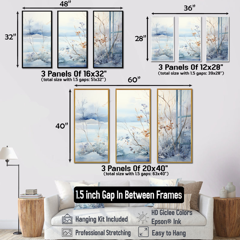 «Frosty Scenic Winter Landscape II - Winter Landscape», art mural, Cadre flottant doré, H 40 po x l 61 po x P 1 po