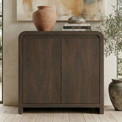 Caitlin 32" Wide Rectangular Accent Cabinet in Brown Oak
