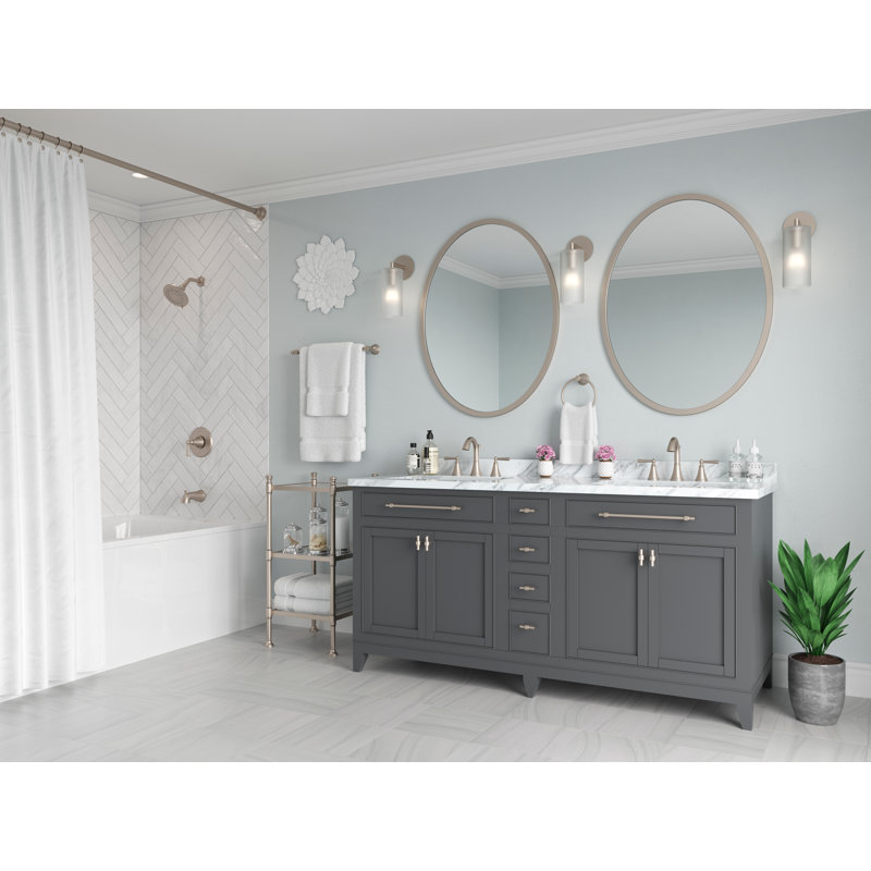 Saxton Double Handle Widespread Bathroom Faucet with Drain Assembly, Brushed Nickel
