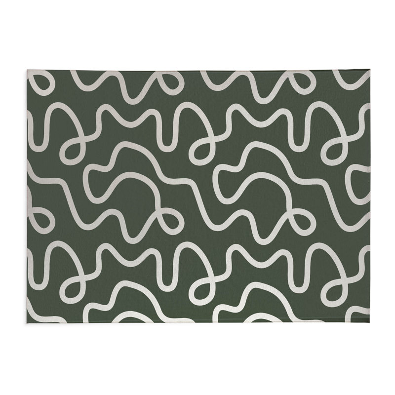 Squig Kids Play Mat, Rectangle 60" x 84", Chimichurri/Green