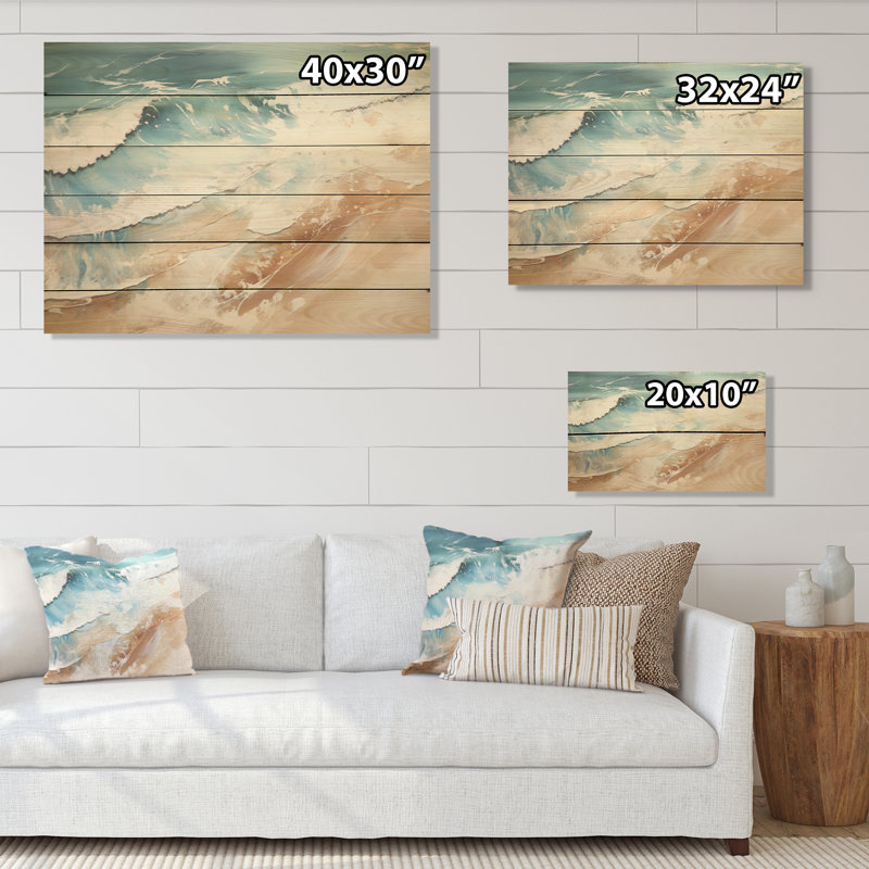 Minimalisme Coastal Beach Fusion - art mural en bois de plage côtière sur bois de pin naturel, H 10 po x l 20 po