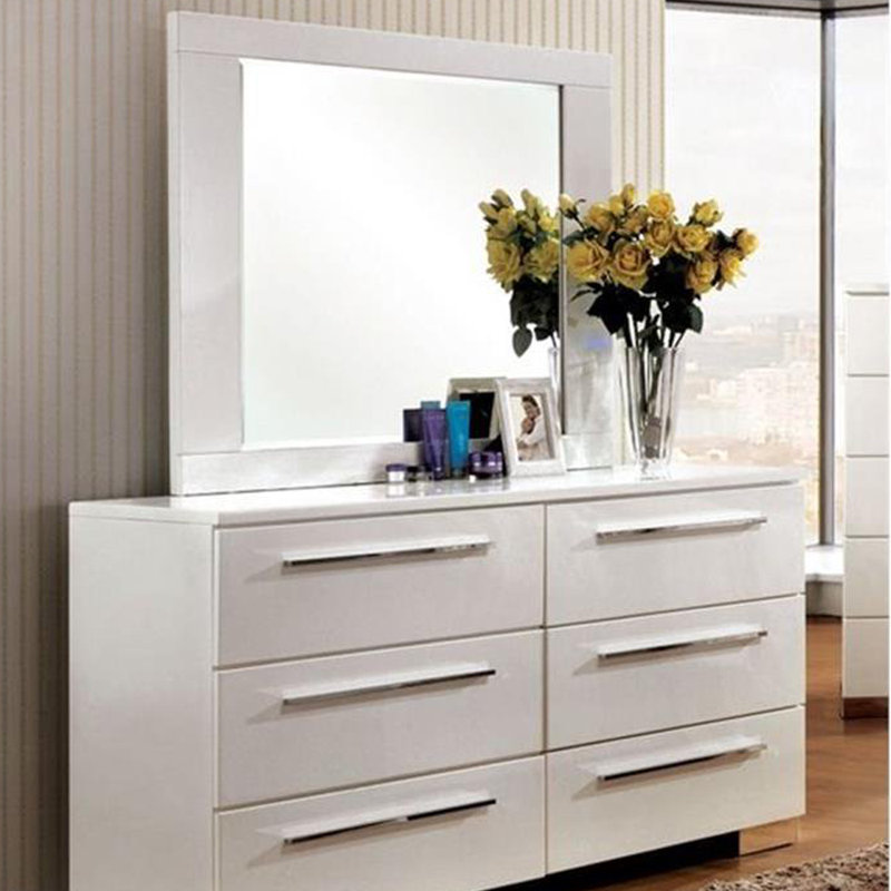 46.9"W Contemporary Mirror, Glossy White
