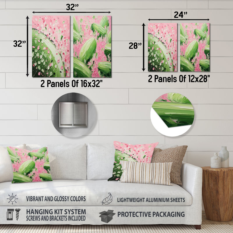 Ensemble de 3 reproductions d'art mural Melon Bounty IV - Melon vert et rose, H 32 po x l 32 po