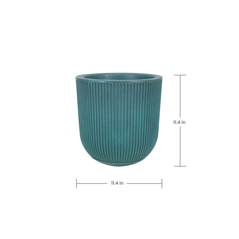 Ciya ECOBO Eco-Friendly Round Pot Planter, Garoa Indoor/Outdoor Four Season Use, Turquoise, 11.4" H x 11.4" W x 11.4" D
