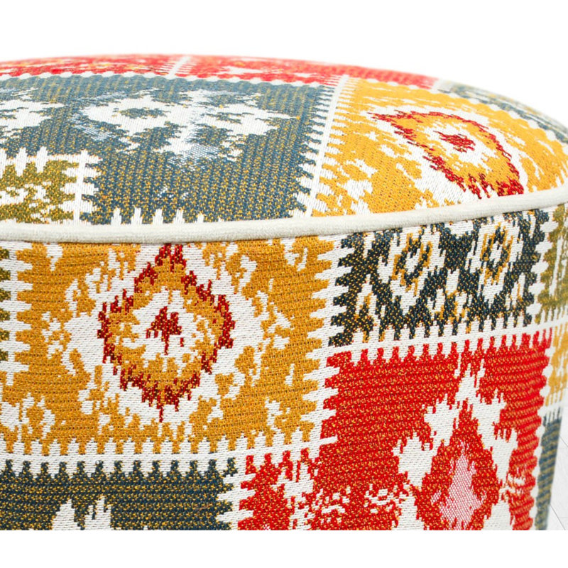 Centertown 42cm Wide Round Ikat Footstool Ottoman