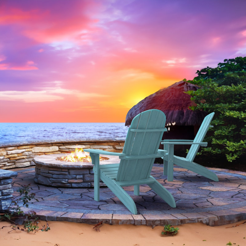 Blue Poly Lumber All-Weather Adirondack Chair with Arms