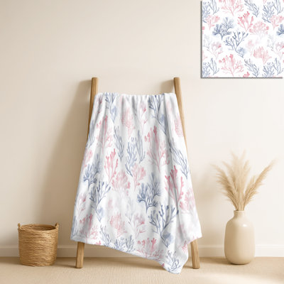 Jeté bleu marine et rose clair